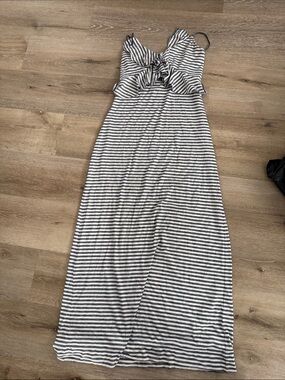 Max Studio Striped Tie-Front Maxi Dress - Navy & White